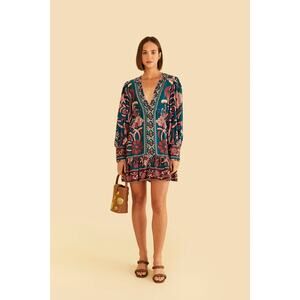 FARM RIO  seashell tapestry viscose mini dress S